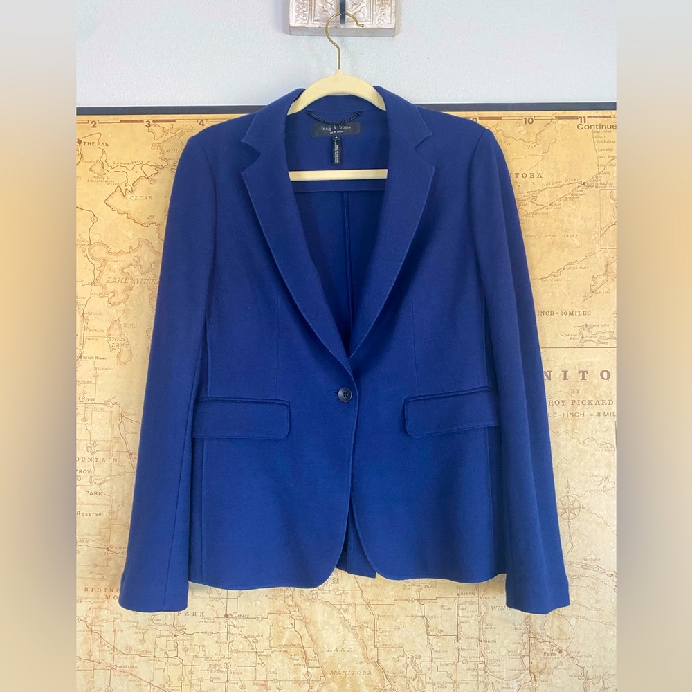 Rag & Bone New York Navy Academia 100% Wool Blazer Size 4 💙 - Picture 1 of 10